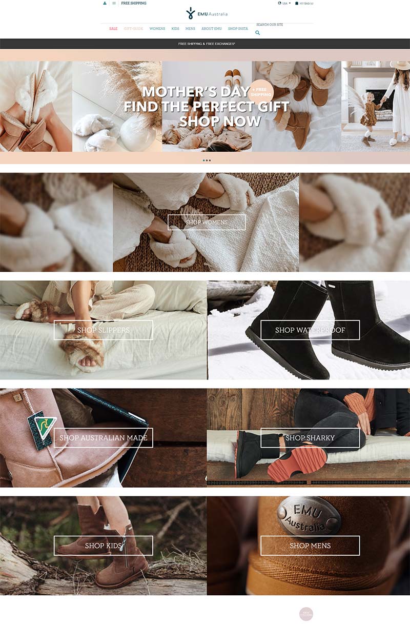 EMU Australia 澳大利亚天然羊毛鞋履购物网站