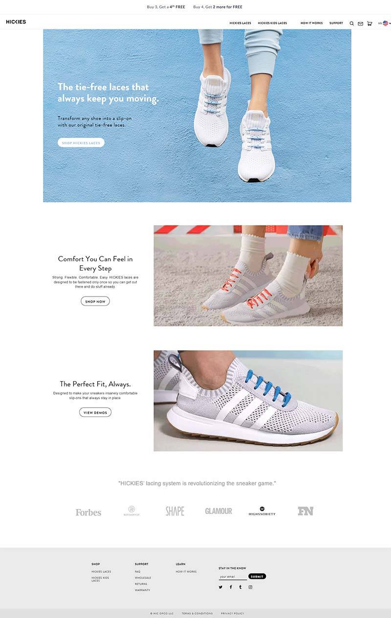 Hickies 美国创意弹力鞋带购物网站