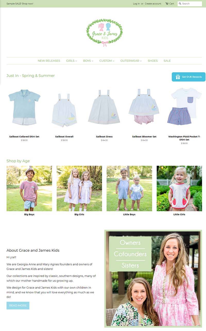 Grace & James Kids 美国儿童服饰品牌购物网站