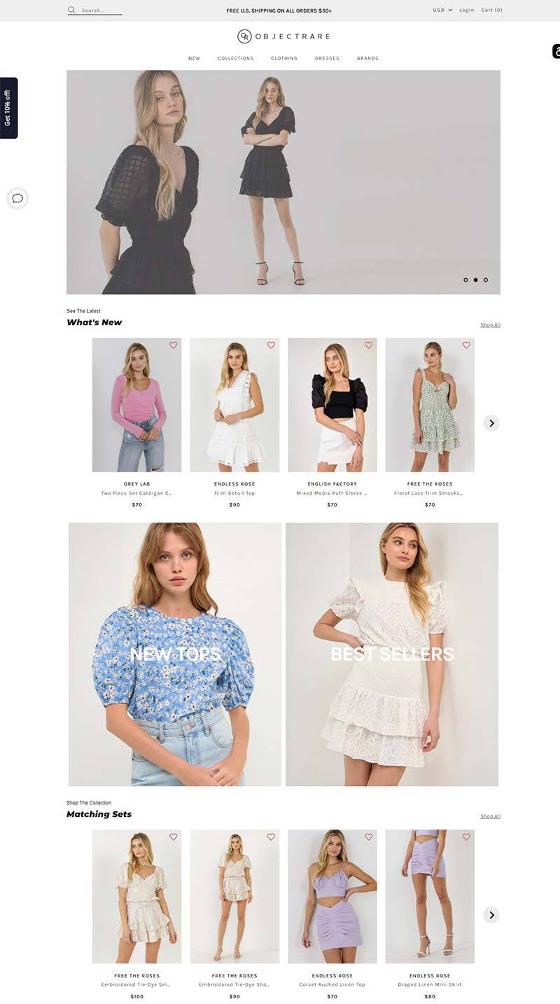 OBJECTRARE 美国生活女性时装品牌购物网站