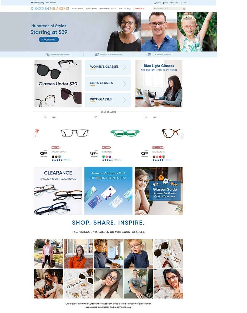 DiscountGlasses 美国时尚眼镜品牌在线购物网站