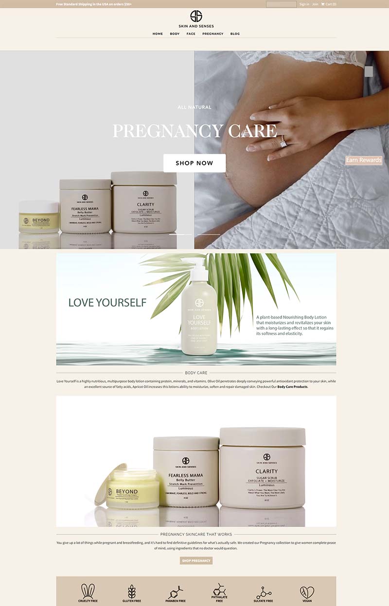 Skin And Senses 美国植物身体护理产品购物网站