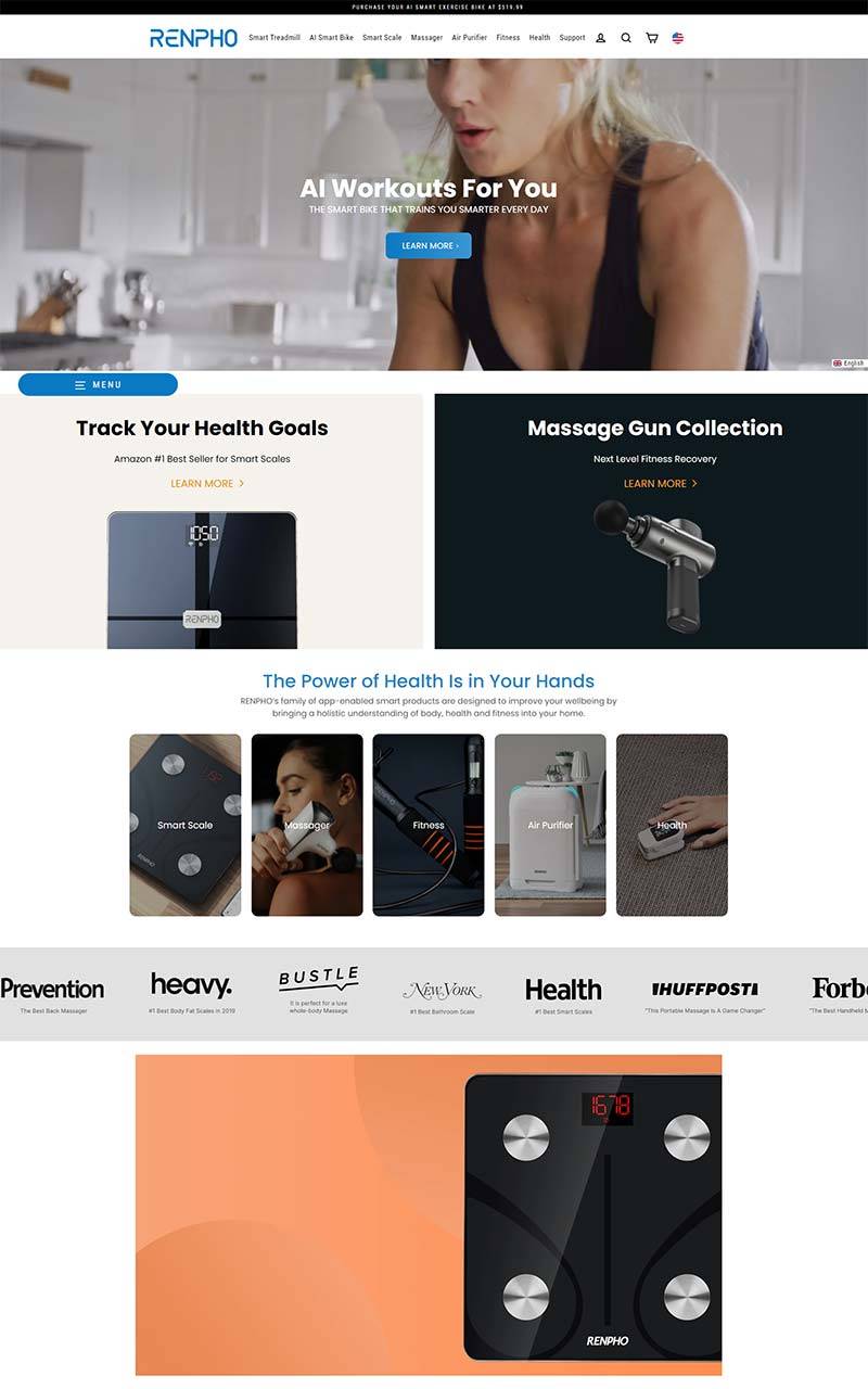 Renpho 美国智能运动生活品牌购物网站