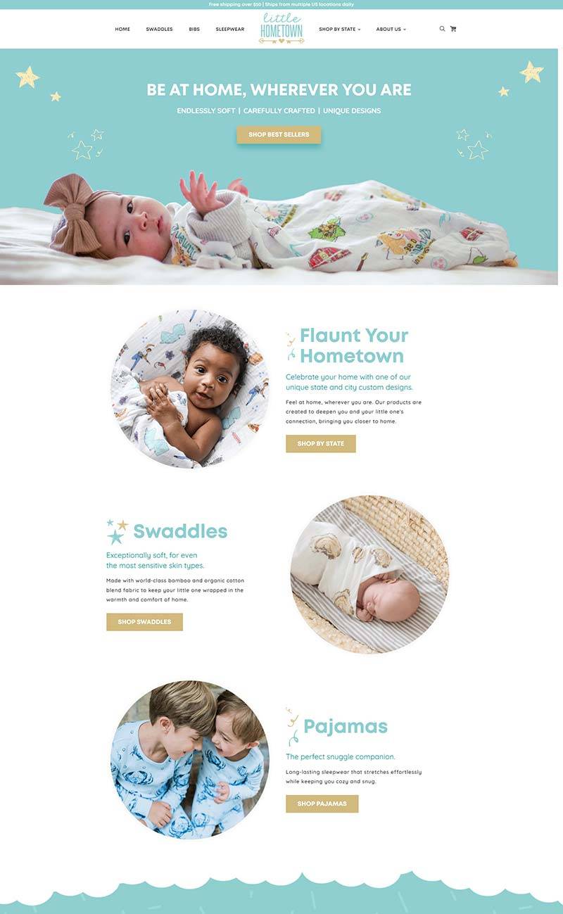 Little Hometown 美国奢华婴儿睡衣购物网站