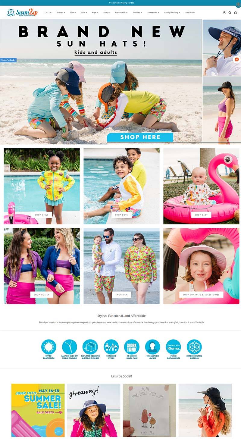 SwimZip 美国防晒泳装配饰品牌购物网站