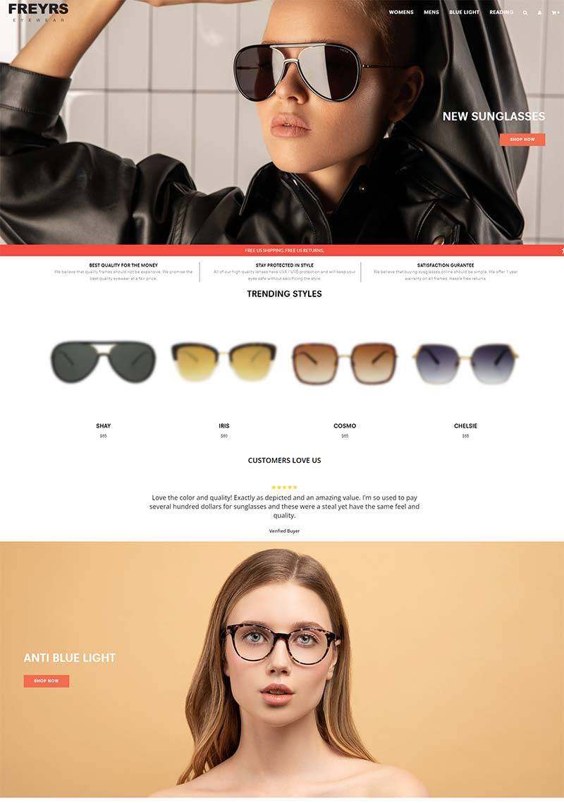 FREYRS 美国时尚眼镜品牌购物网站