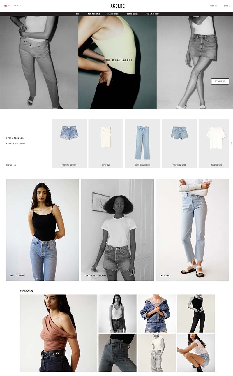 AGOLDE 美国设计师牛仔女装购物网站