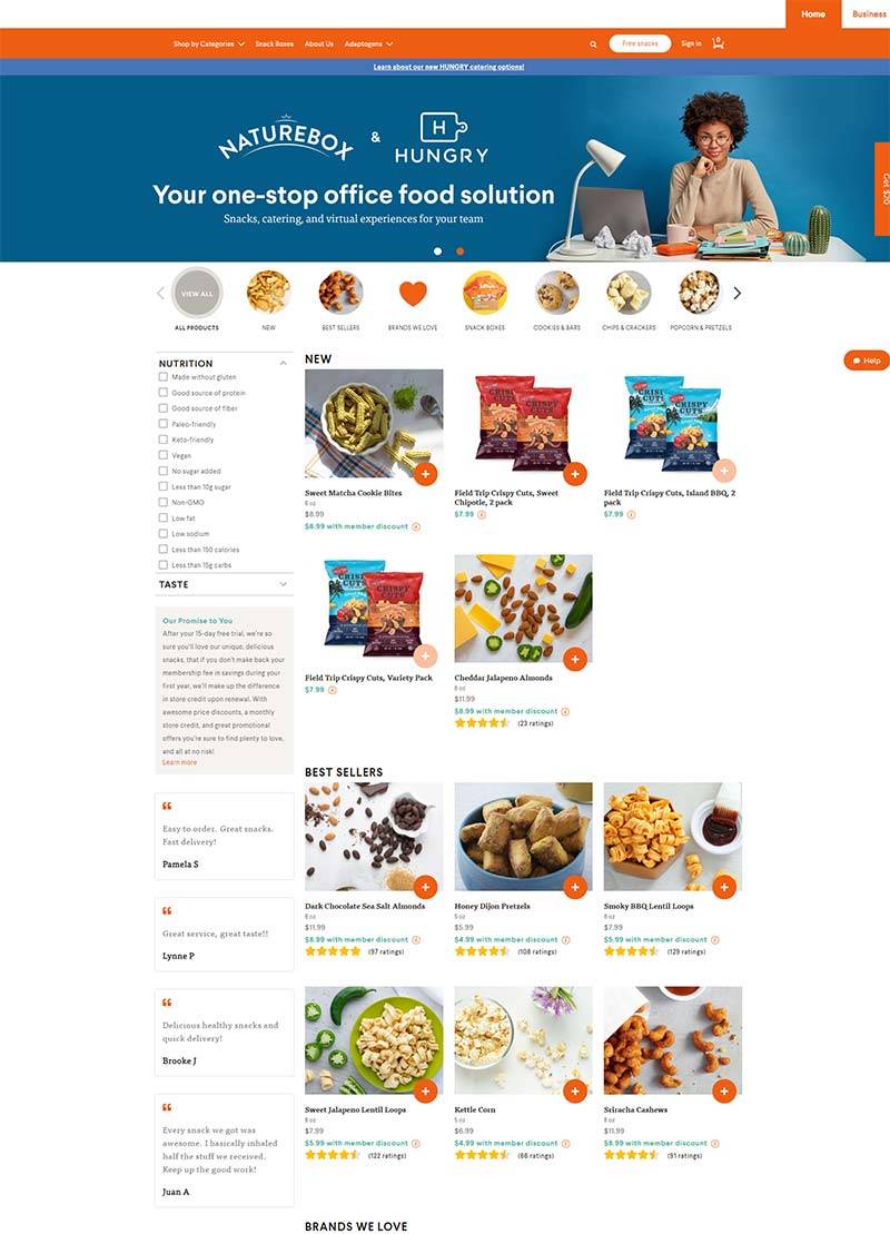NatureBox 美国健康零食品牌购物网站