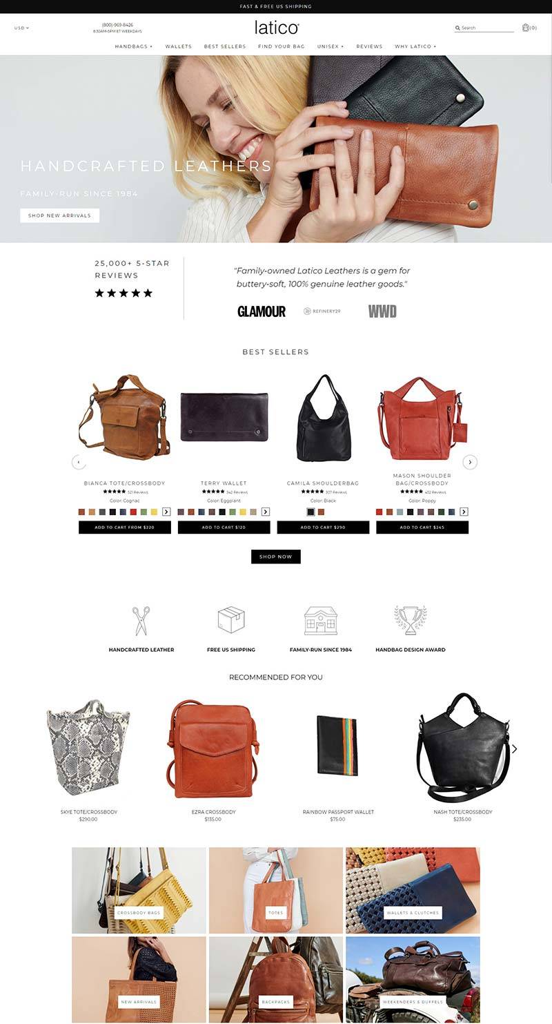 Latico Leathers 美国天然皮革包袋品牌购物网站