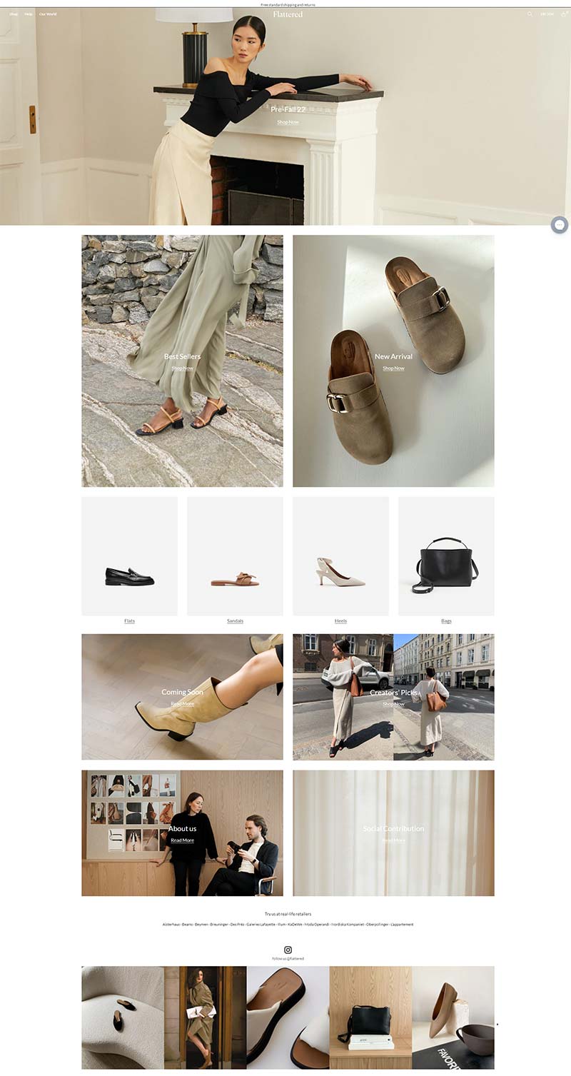 Flattered 瑞典高端女鞋品牌购物网站