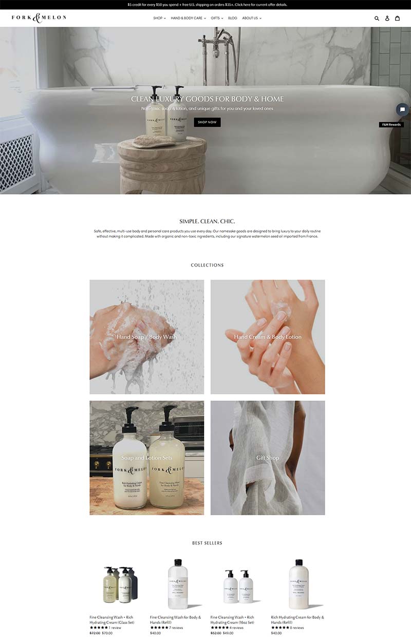 FORK & MELON 美国清洁身体护肤品购物网站