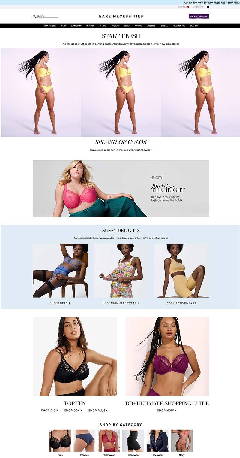 Bare Necessities 美国女性文胸品牌购物网站