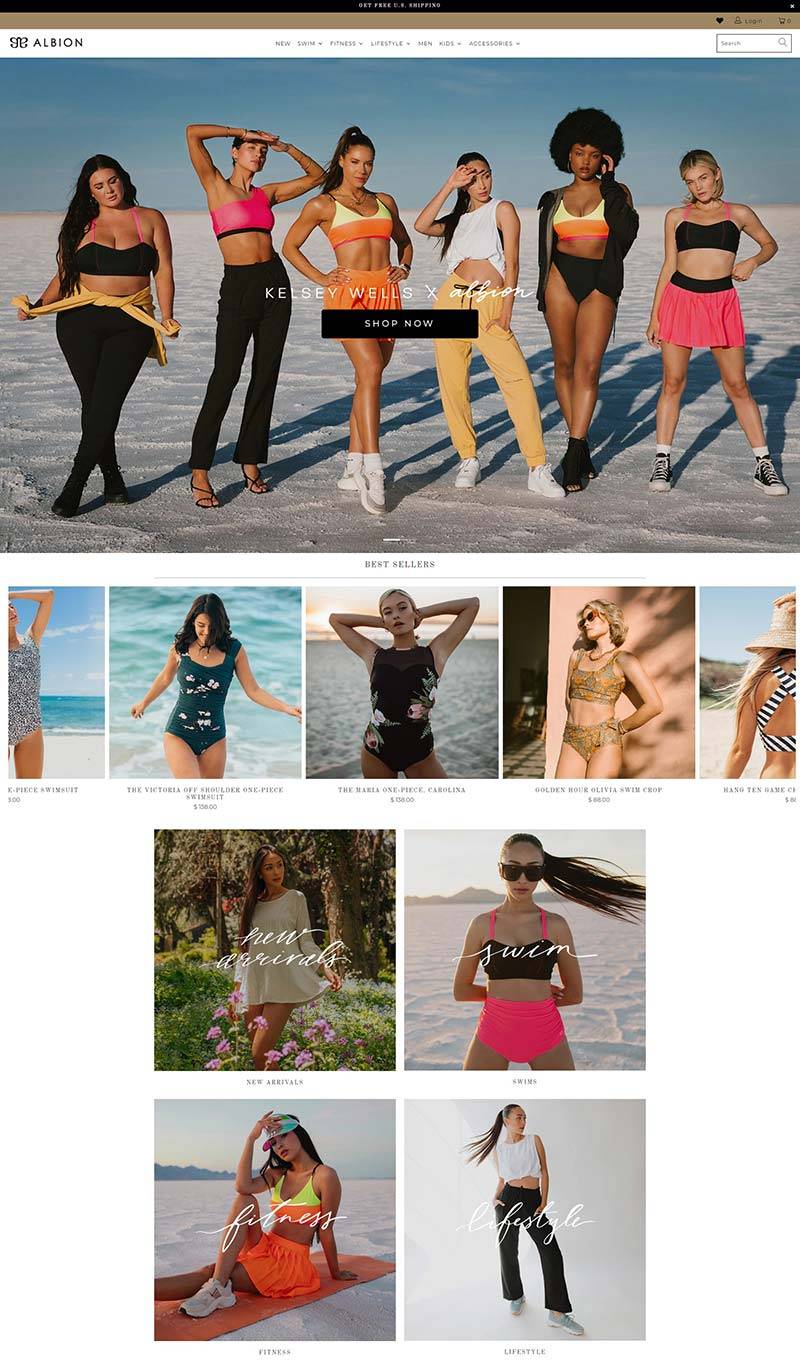 Albion Fit 美国女式健身泳装购物网站