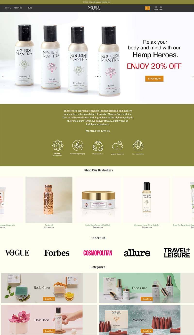 Nourish Mantra 美国纯素健康护肤品购物网站