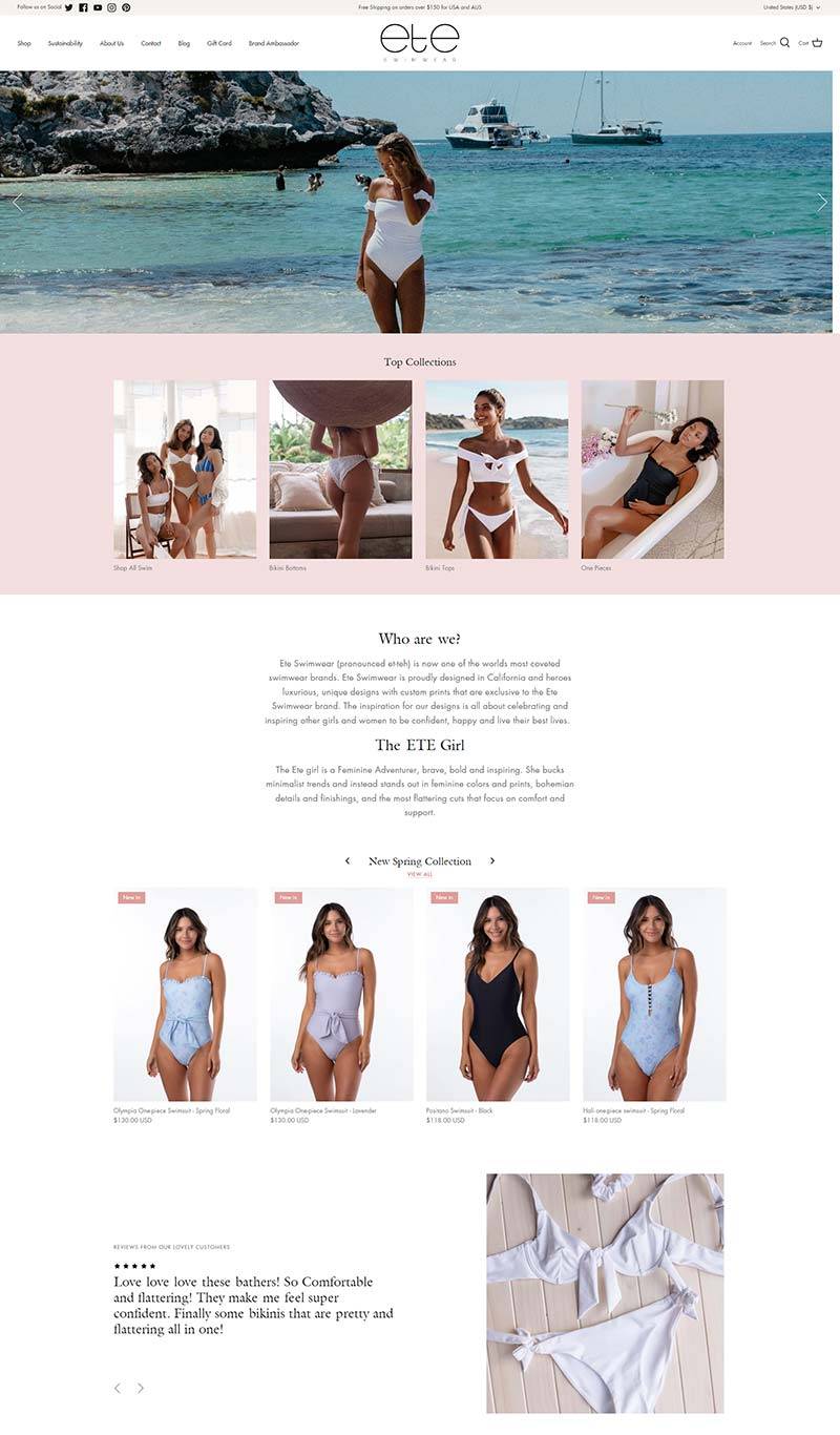 Ete Swimwear 美国奢华女性泳衣购物网站
