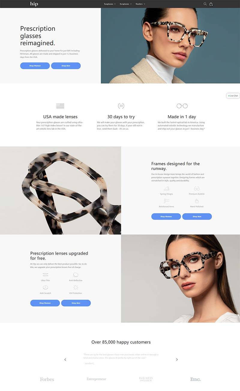 Hip Optical 美国设计师眼镜品牌购物网站