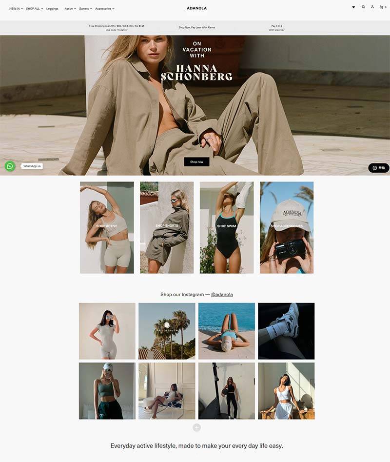 Adanola 英国运动生活女装品牌购物网站