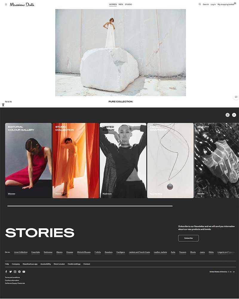 Massimo Dutti 西班牙轻奢服饰品牌网站