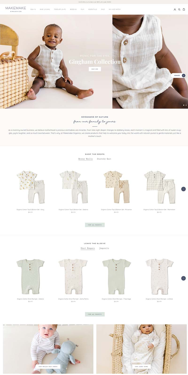 Makemake Organics 美国婴童有机棉服饰品牌网站