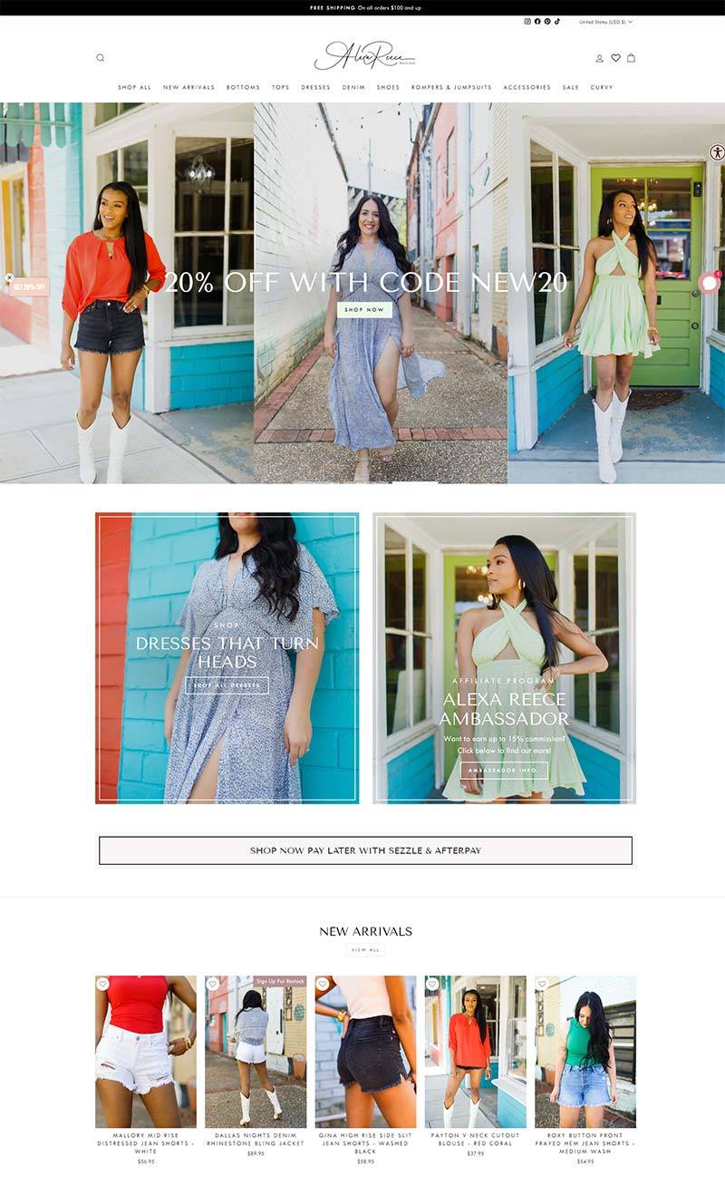 Alexa Reece Boutique 美国女性精品服装购物网站