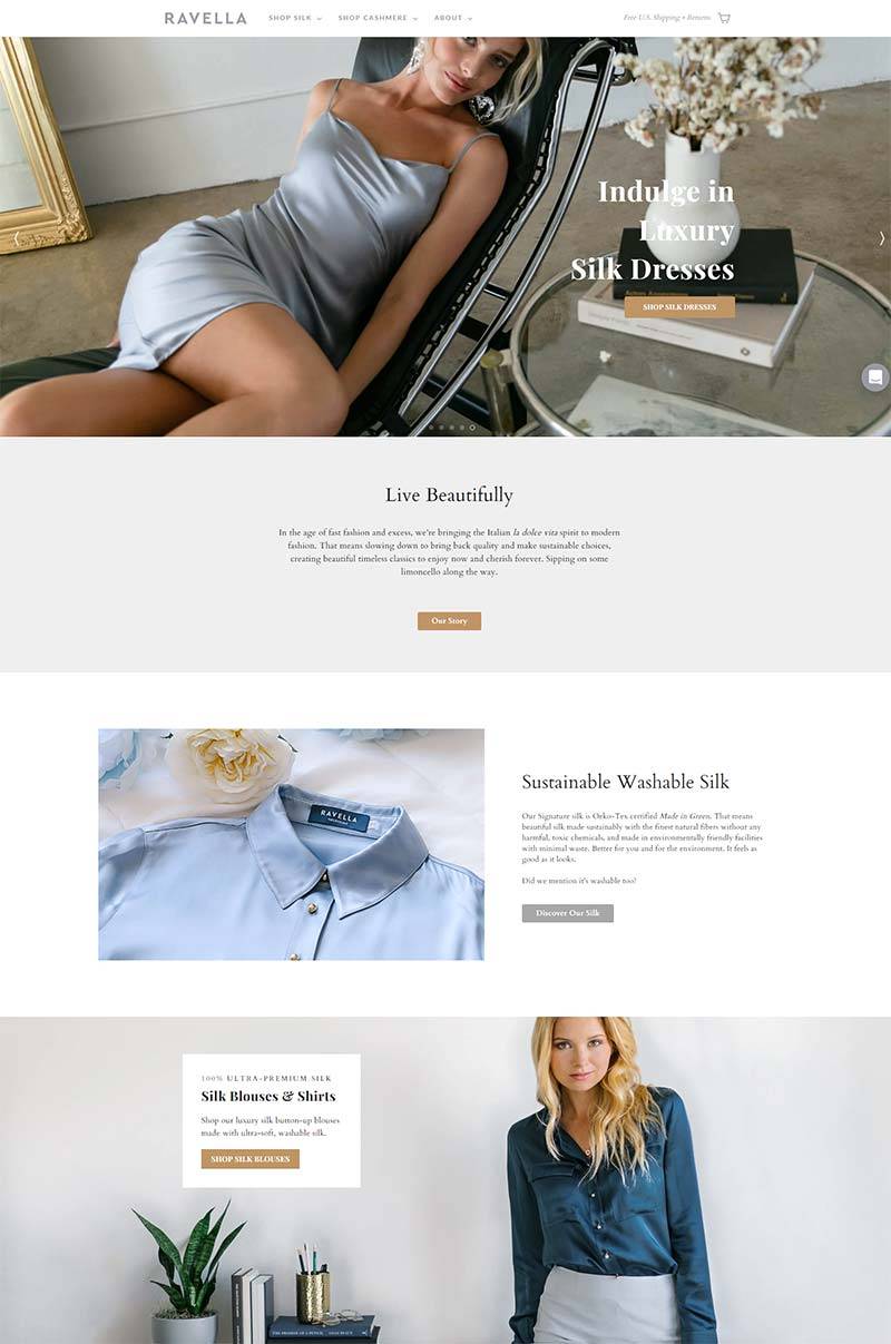 Ravella 美国奢华真丝女装品牌网站
