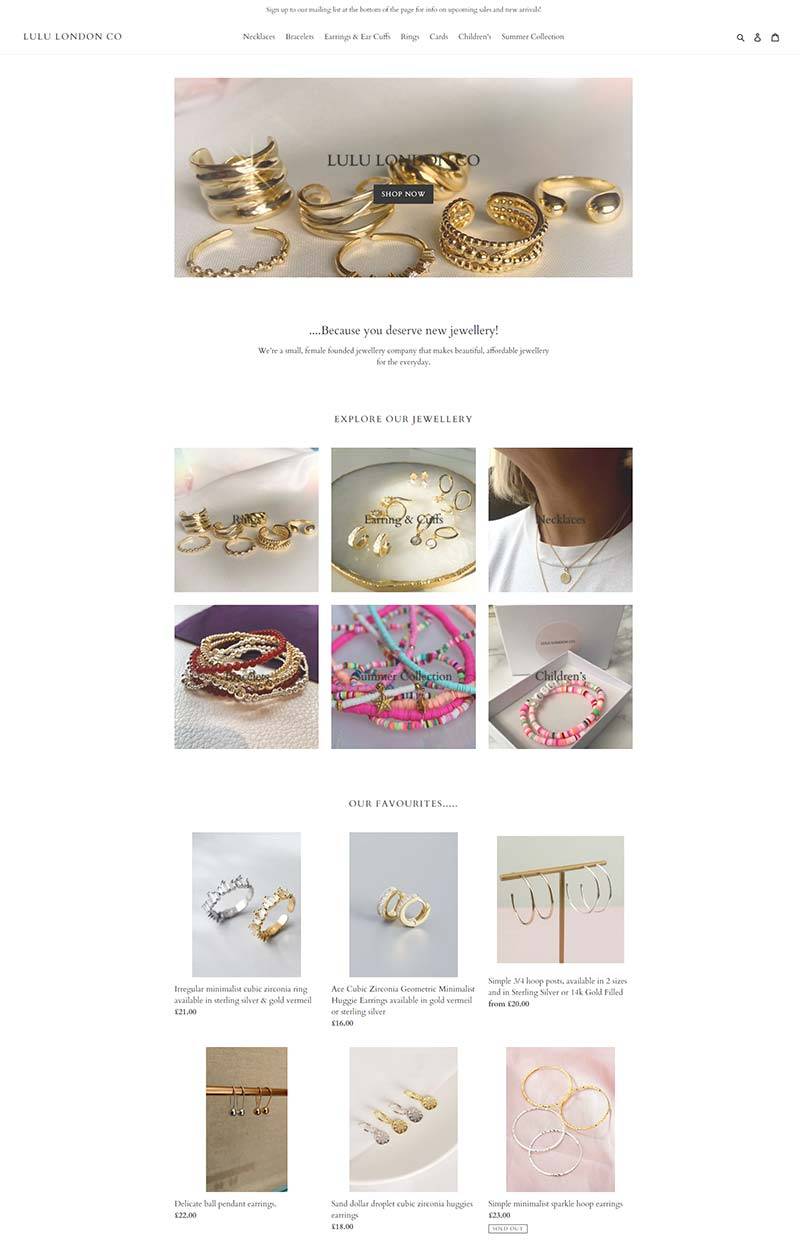 LULU LONDON 英国小众珠宝品牌购物网站