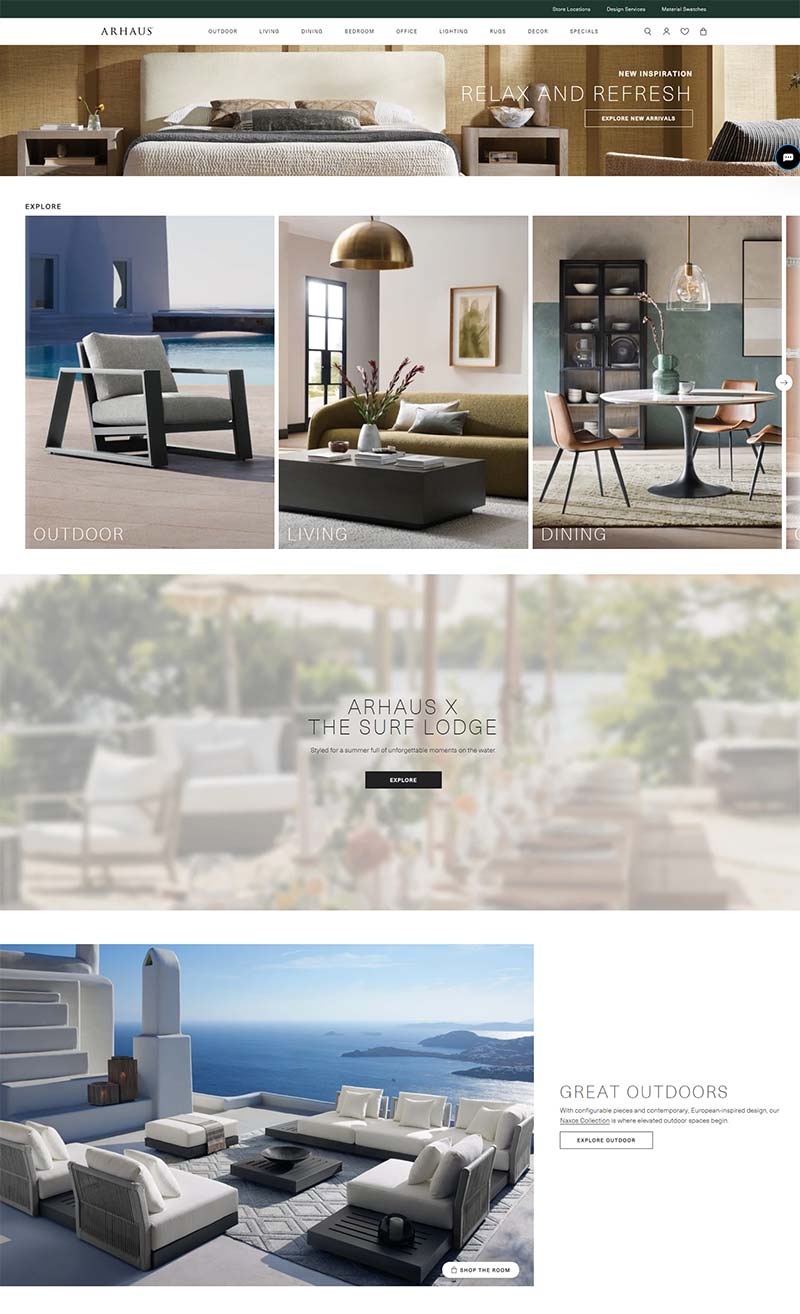Arhaus 美国家居装饰品牌零售网站