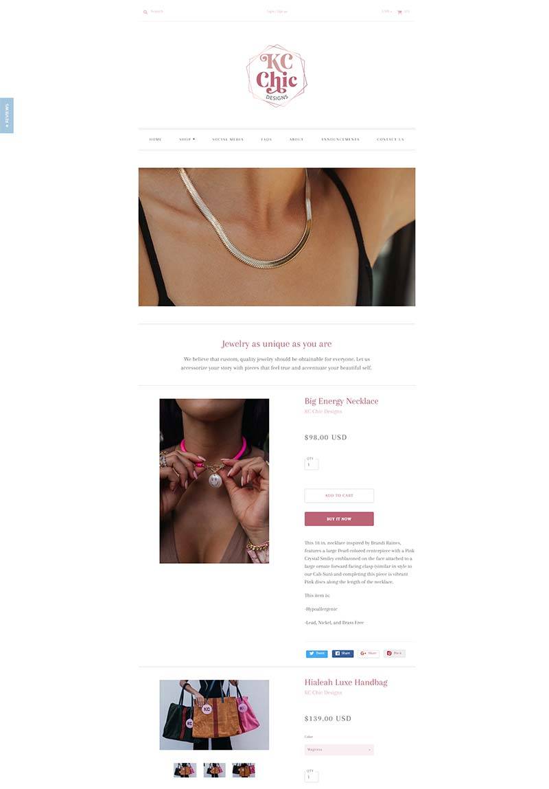 KC Chic Designs 美国小型珠宝饰品购物网站