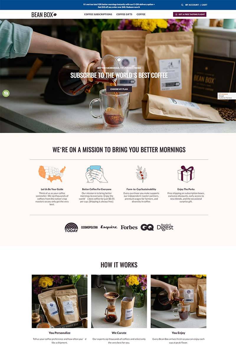 Bean Box 美国烘焙咖啡及礼品订阅网站
