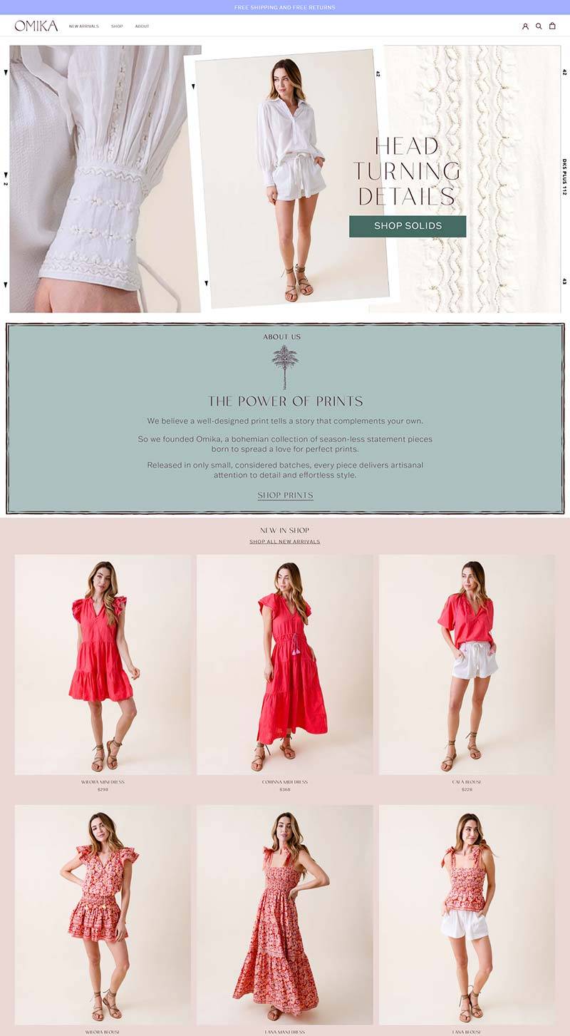 Omika 美国波西米亚风格女裙购物网站