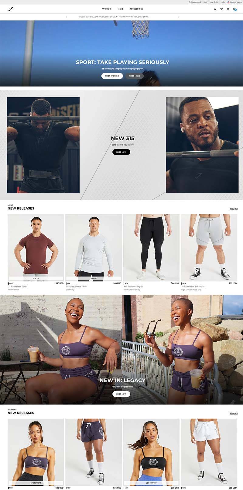 Gymshark 英国知名健身服饰品牌网站