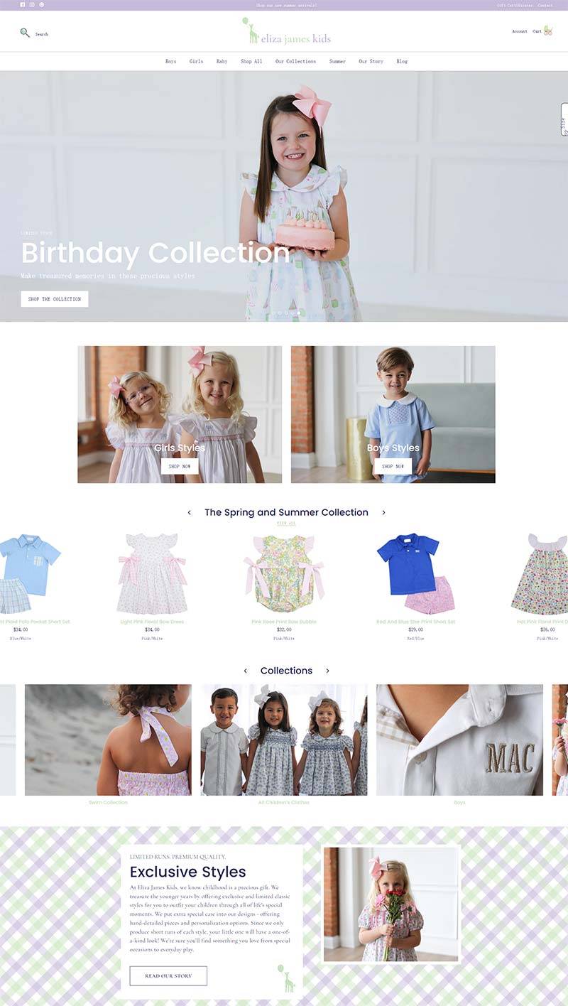 Eliza James Kids 美国童装品牌购物网站