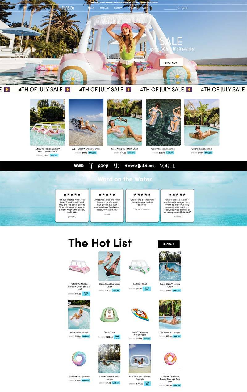 Funboy 美国豪华泳池休闲品牌购物网站