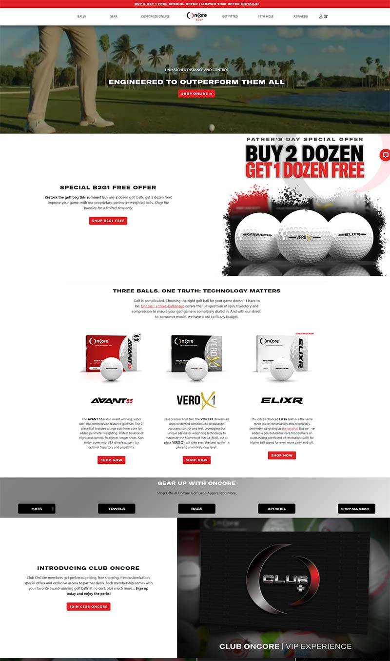 OnCore Golf 美国高尔夫运动装备购物网站