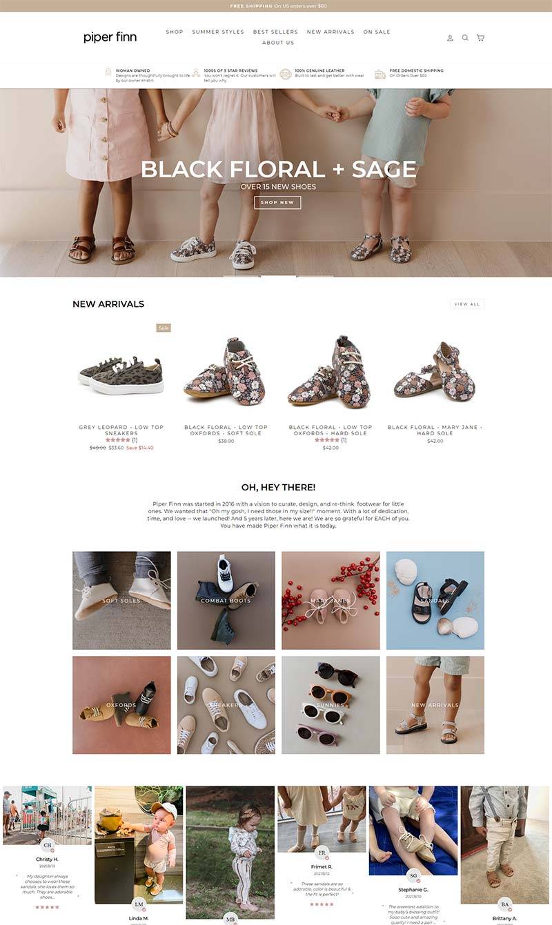 Piper Finn 美国儿童鞋履品牌购物网站