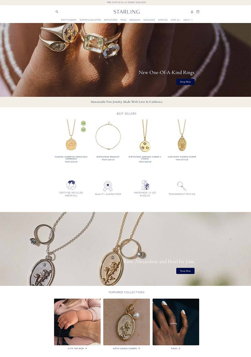 Starling Jewelry 美国简约高级珠宝购物网站