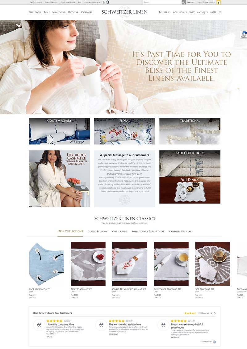 Schweitzer Linen 美国豪华亚麻居家用品购物网站