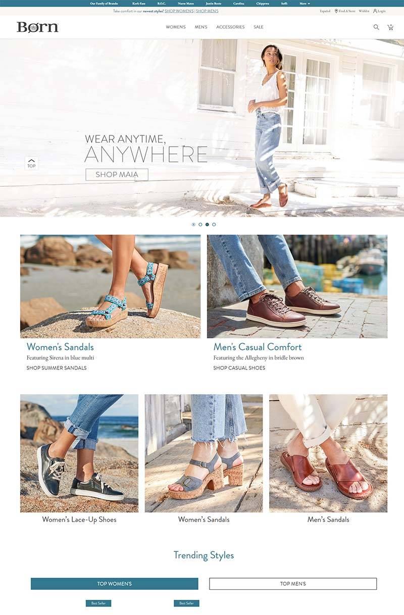 Born Shoes 美国休闲女鞋品牌购物网站
