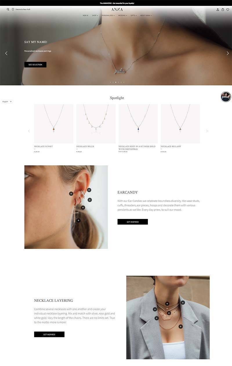Anna Inspiring Jewellery 美国高端珠宝品牌购物网站