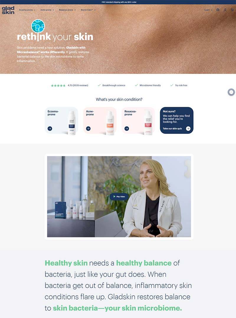 Gladskin 美国皮肤健康护理购物网站
