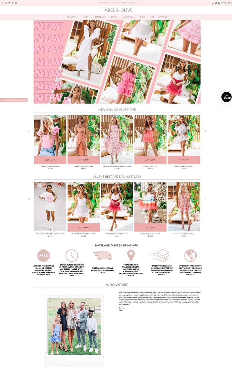 Hazel & Olive 美国精品女装配饰品牌网站