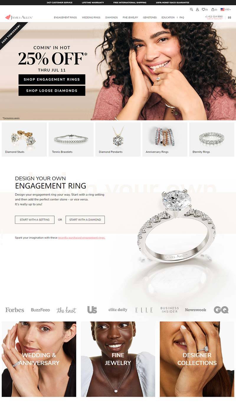 James Allen 美国钻石珠宝品牌购物网站