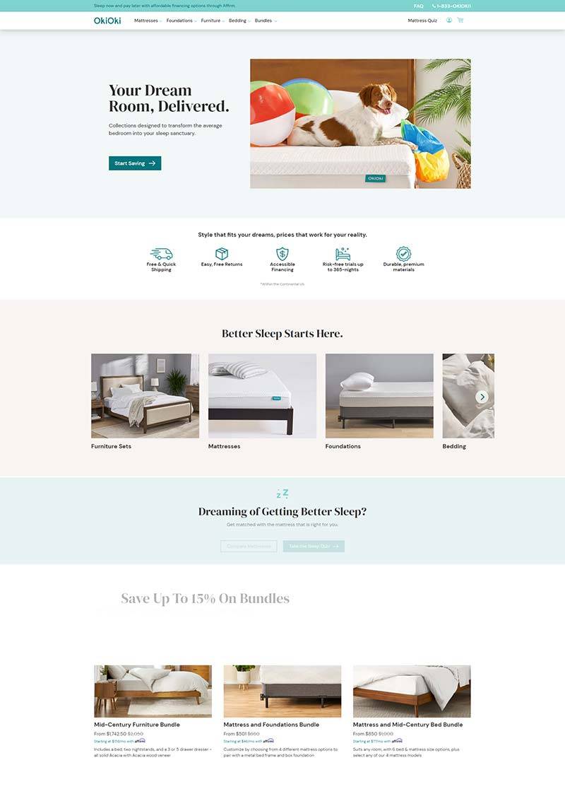 OkiOki 美国家居床垫品牌购物网站