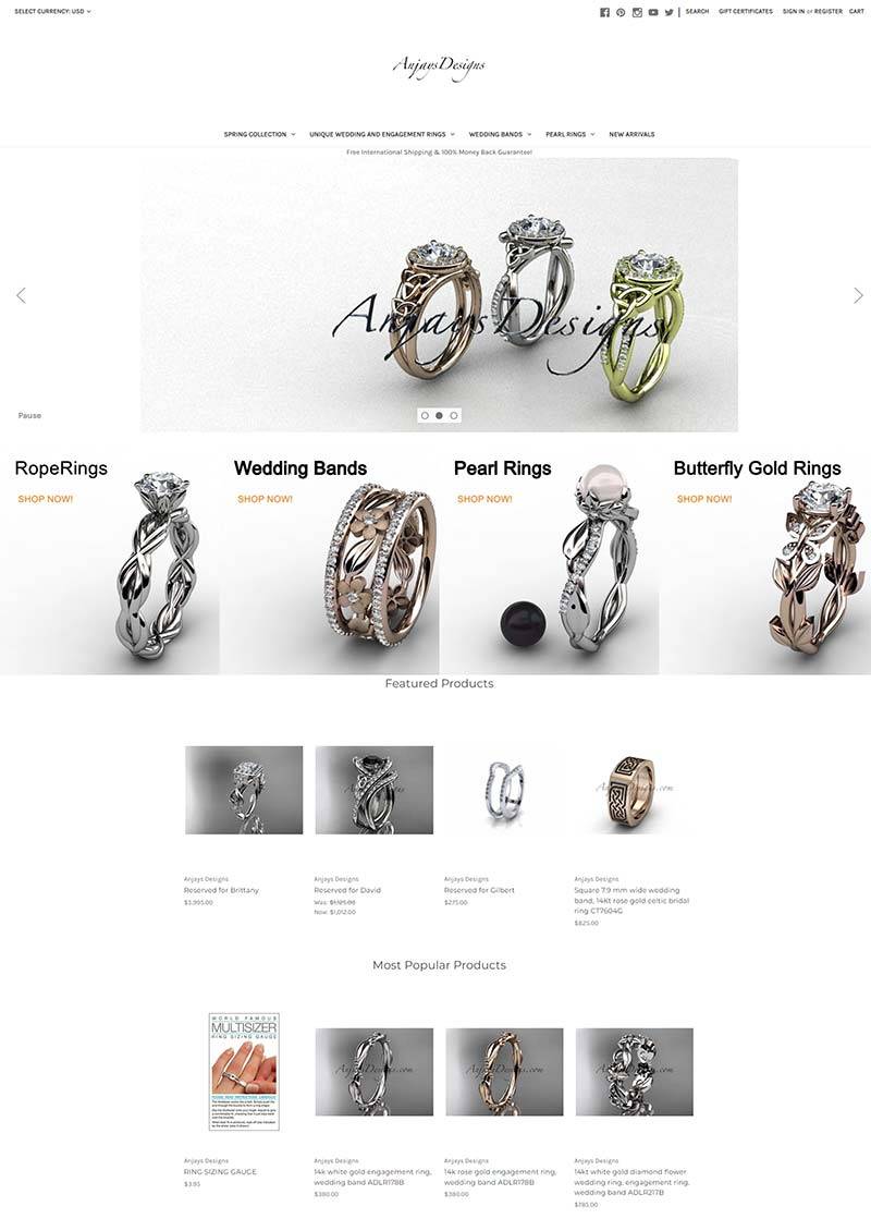 Anjays Designs 美国设计师珠宝品牌网站