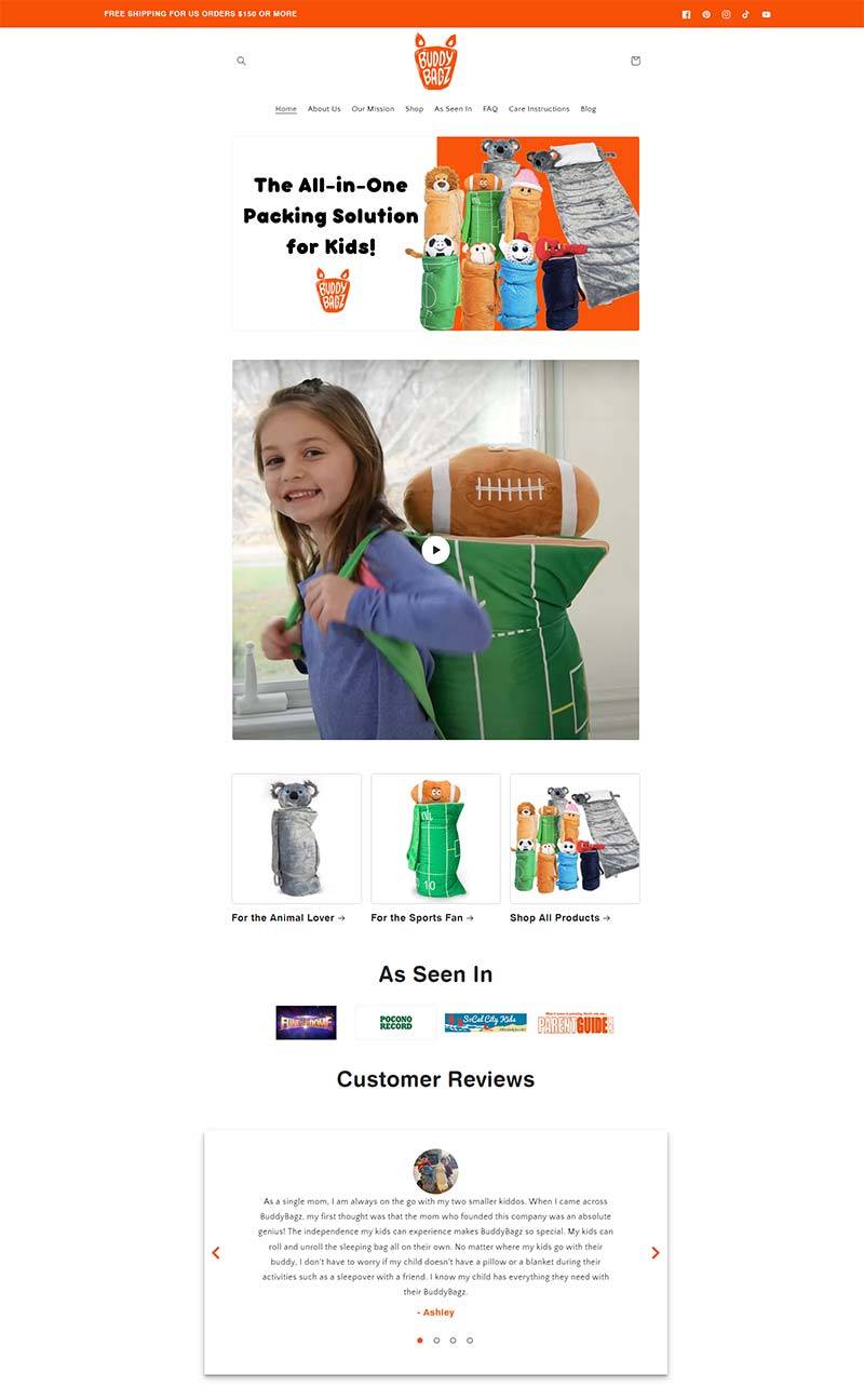 BuddyBagz 美国儿童背包睡袋购物网站