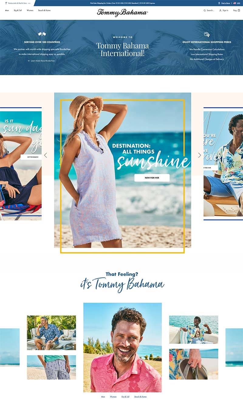 Tommy Bahama 美国休闲服饰品牌购物网站