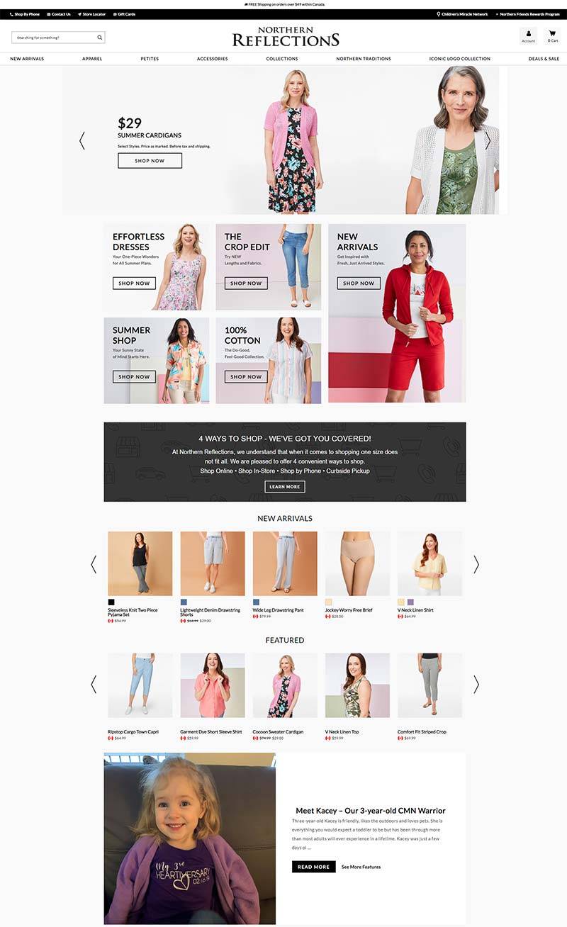 Northern Reflections 加拿大女性时尚品牌购物网站