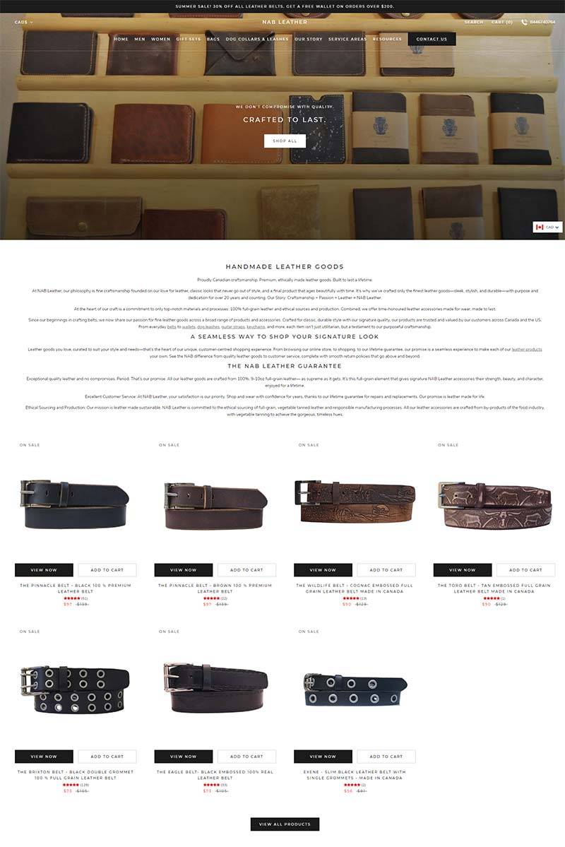 NAB Leather 加拿大高端皮具品牌购物网站