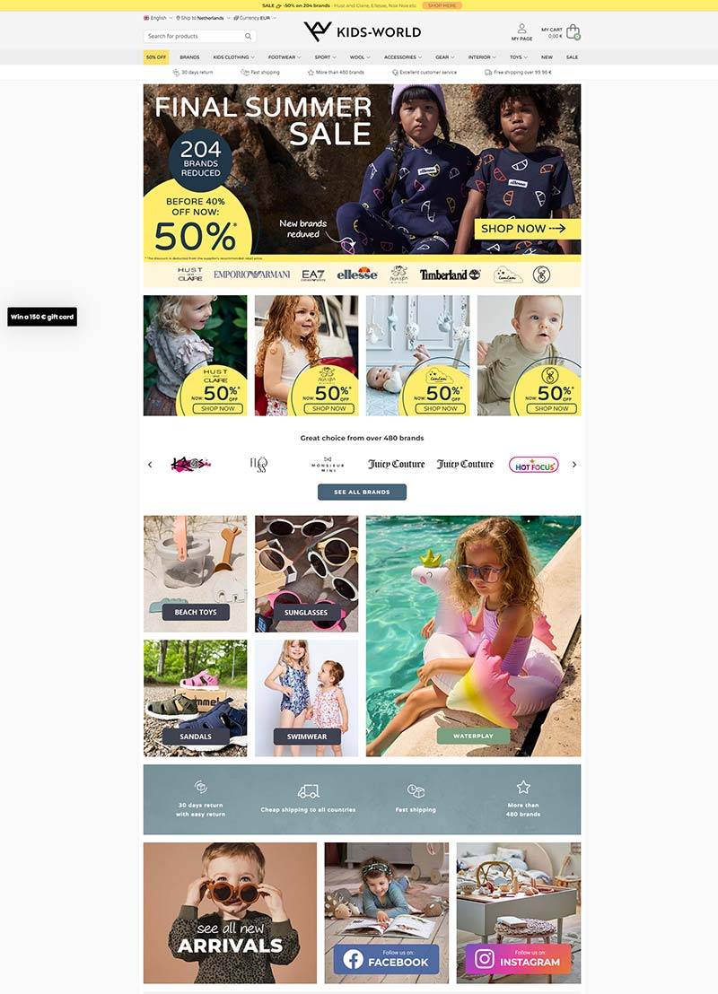 Kids-world 丹麦儿童时尚品牌购物网站