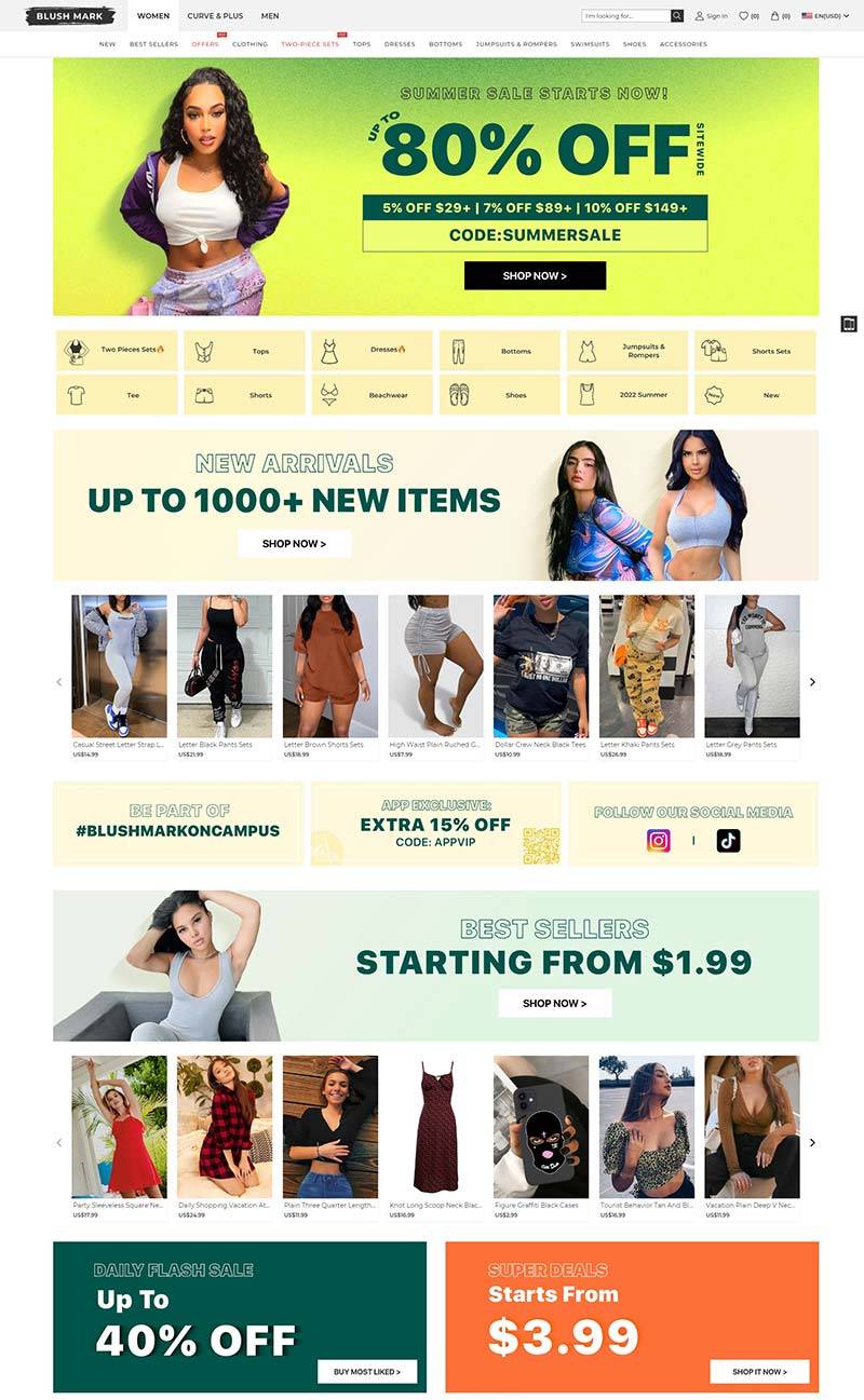 Blush Mark 美国平价时尚女装购物网站